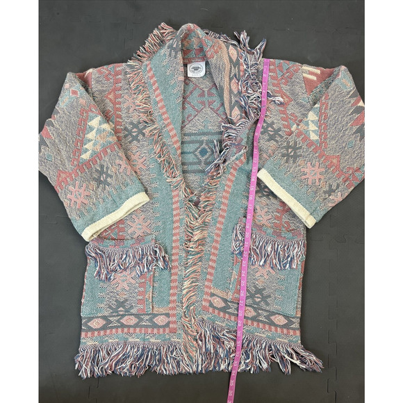 Classics Simply Country Wytheville VA Aztec Theme Vintage Coat OSFA Fringe Chrty - Picture 10 of 11